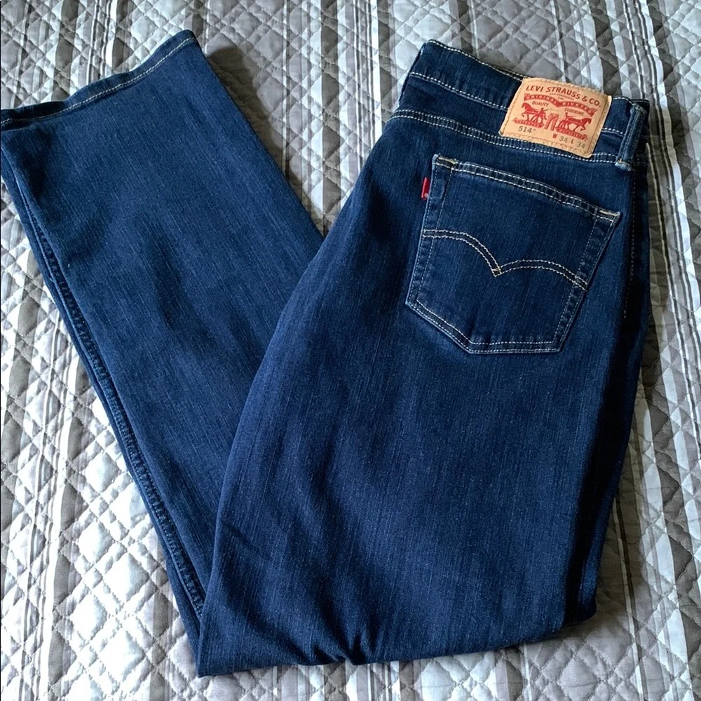 Levi's 514 34 x 34 Straight Leg Dark Wash Classic Fit Jeans EUC